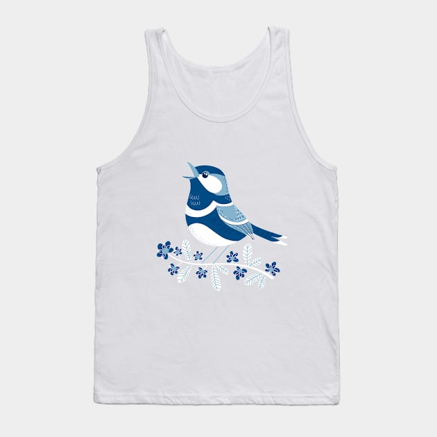 singing blue bird Tank Top by Angela Sbandelli Illustration and Design